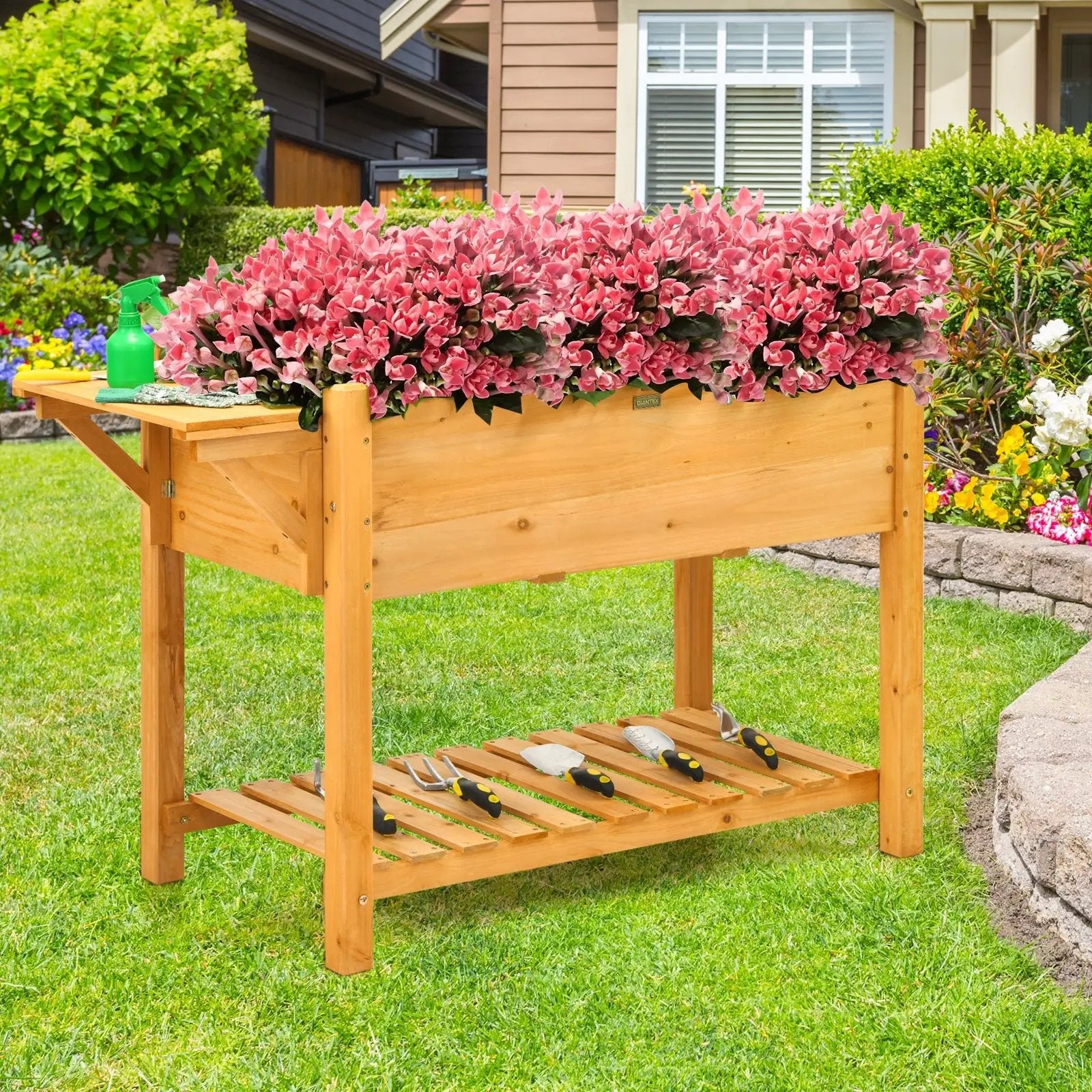 Elevated Planter Box Kit with 8 Grids and Folding Tabletop by DirectDeals