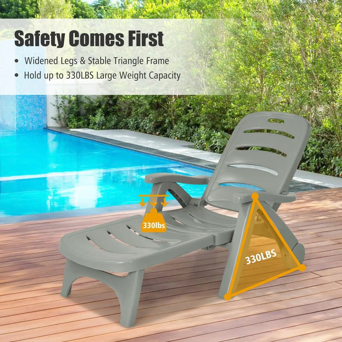 5 Position Adjustable Folding Lounger Chaise Chair, photo 8 of 11