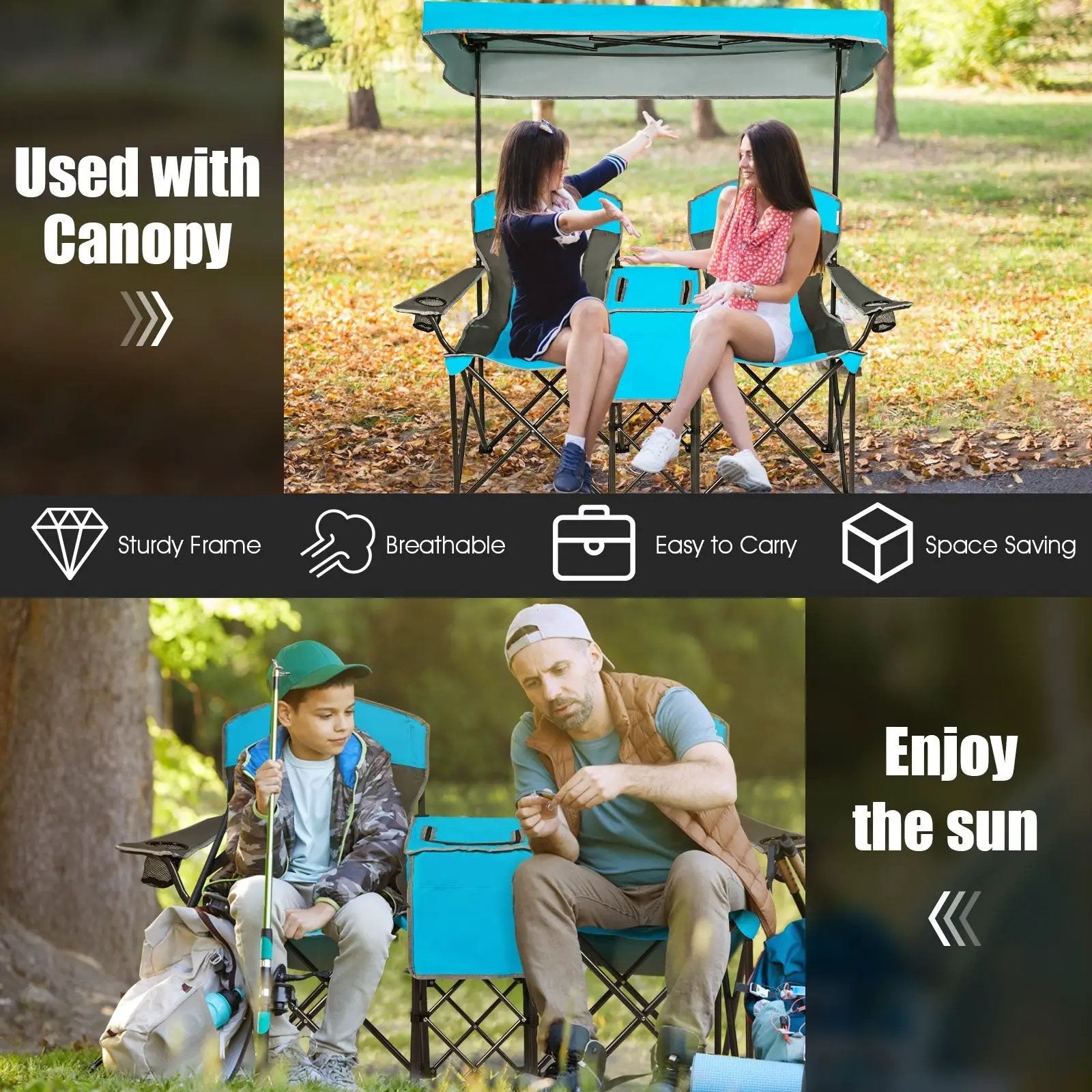 Portable Folding Camping Canopy Chairs with Cup Holder by DirectDeals