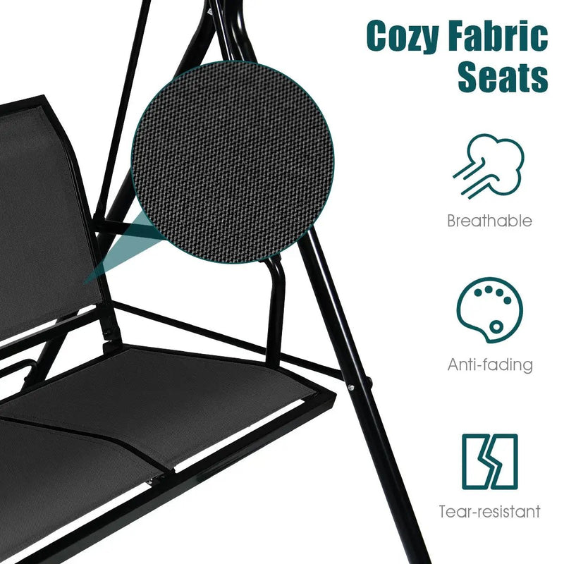 3 Person Steel Frame Patio Swing with Polyester Angle and Adjustable Canopy by DirectDeals