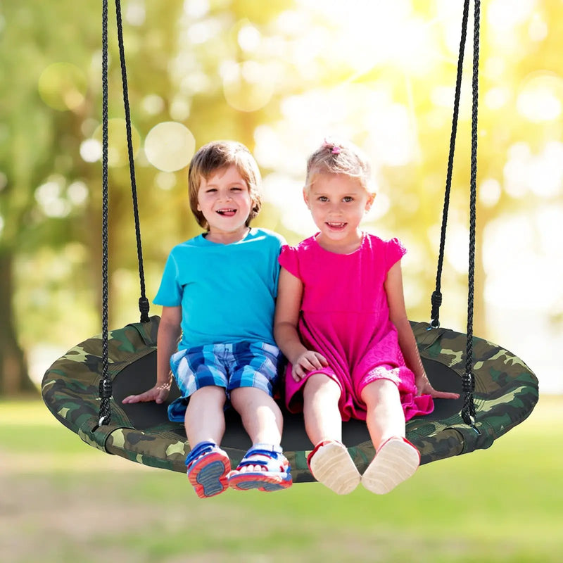 40 Inch Flying Saucer Tree Swing Outdoor Play Set with Adjustable Ropes Gift for Kids by DirectDeals