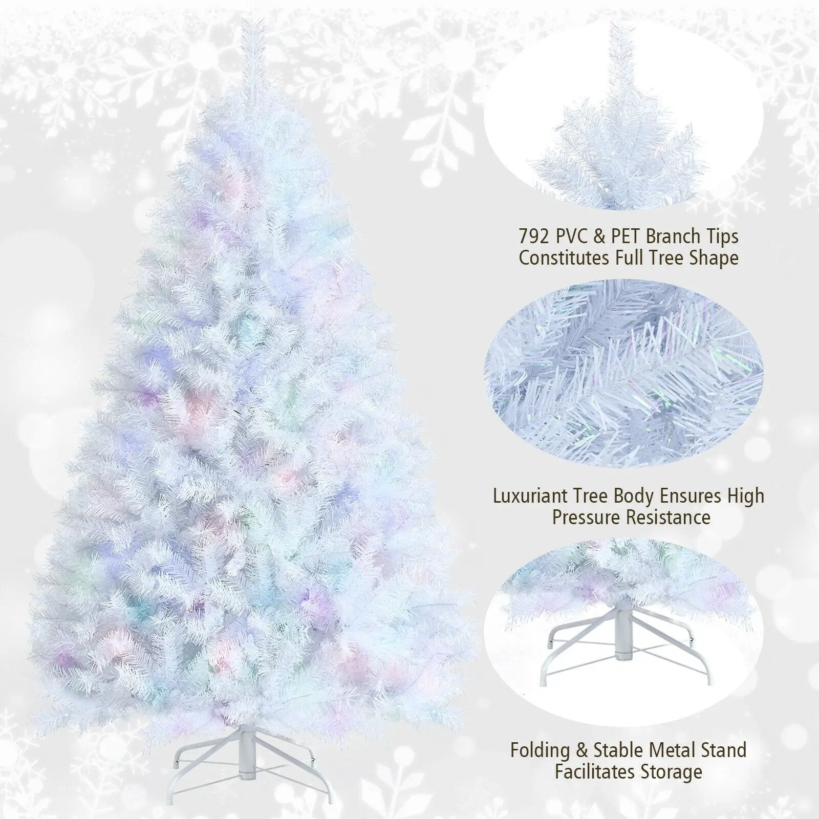 6 Feet Iridescent Tinsel Artificial Christmas Tree with 792 Branch Tips by DirectDeals