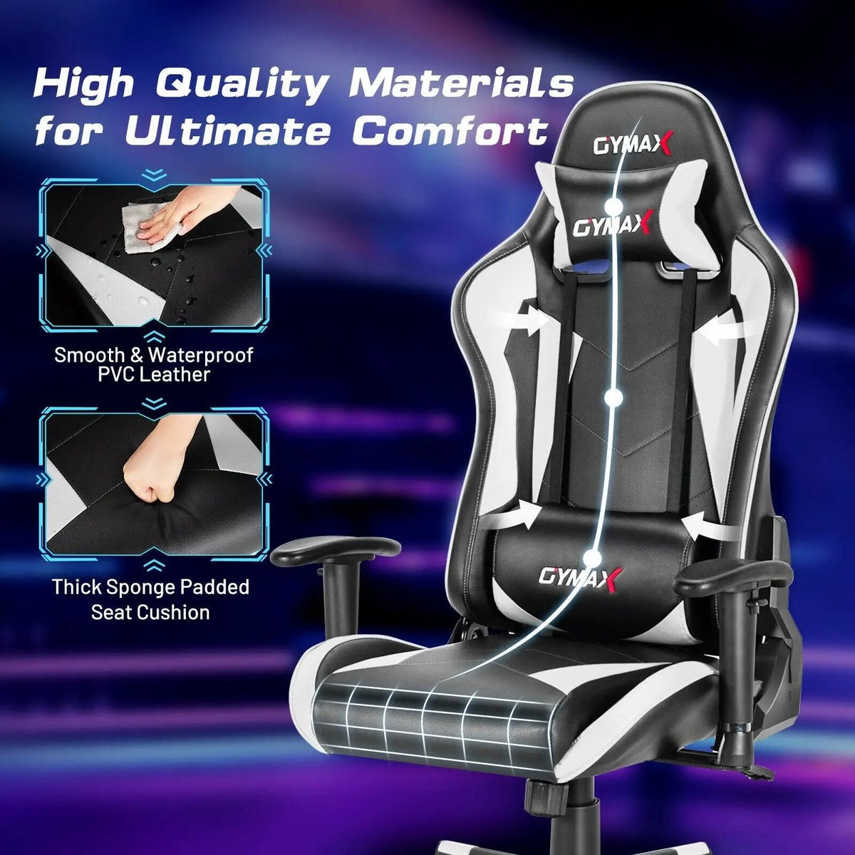 Gaming Chair Adjustable Swivel Racing Style Computer Office Chair, photo 24 of 24
