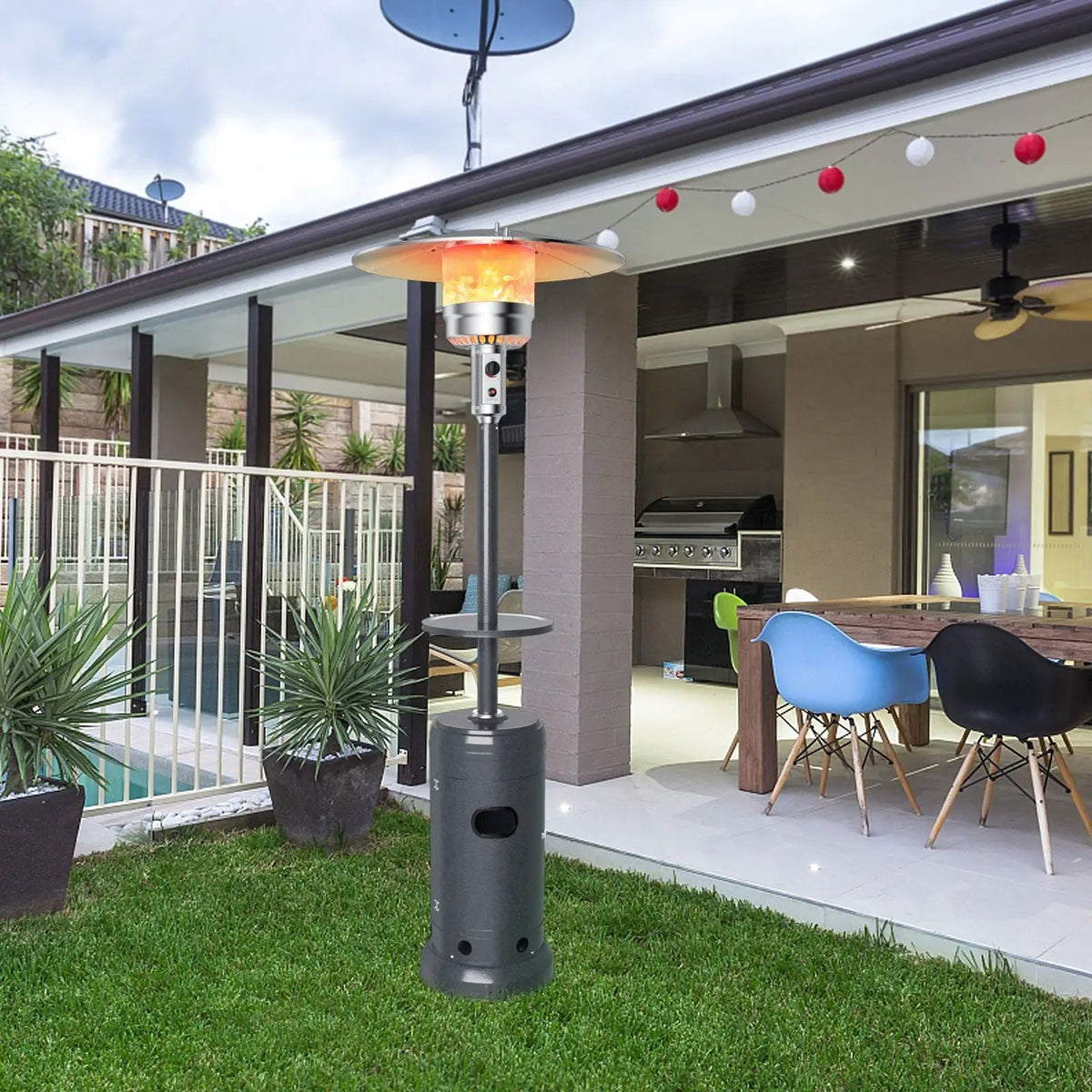 Outdoor Heater Propane Standing LP Gas Steel with Table, photo 2 of 11