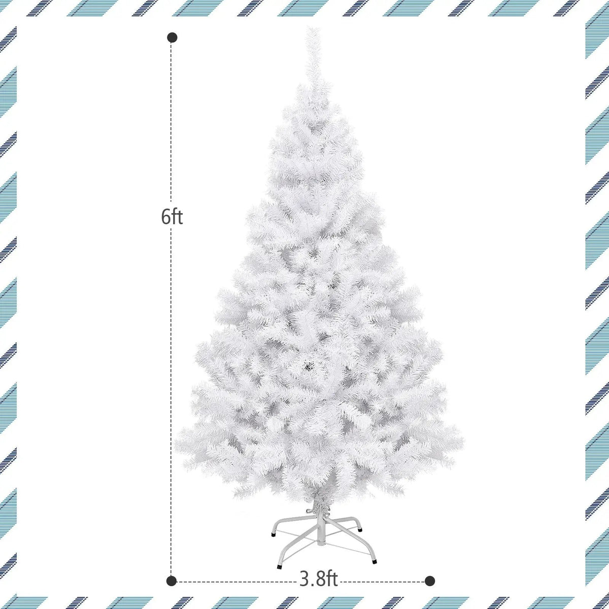 6' / 7.5' / 9' Hinged Artificial Christmas Tree with Metal Stand, photo 4 of 10