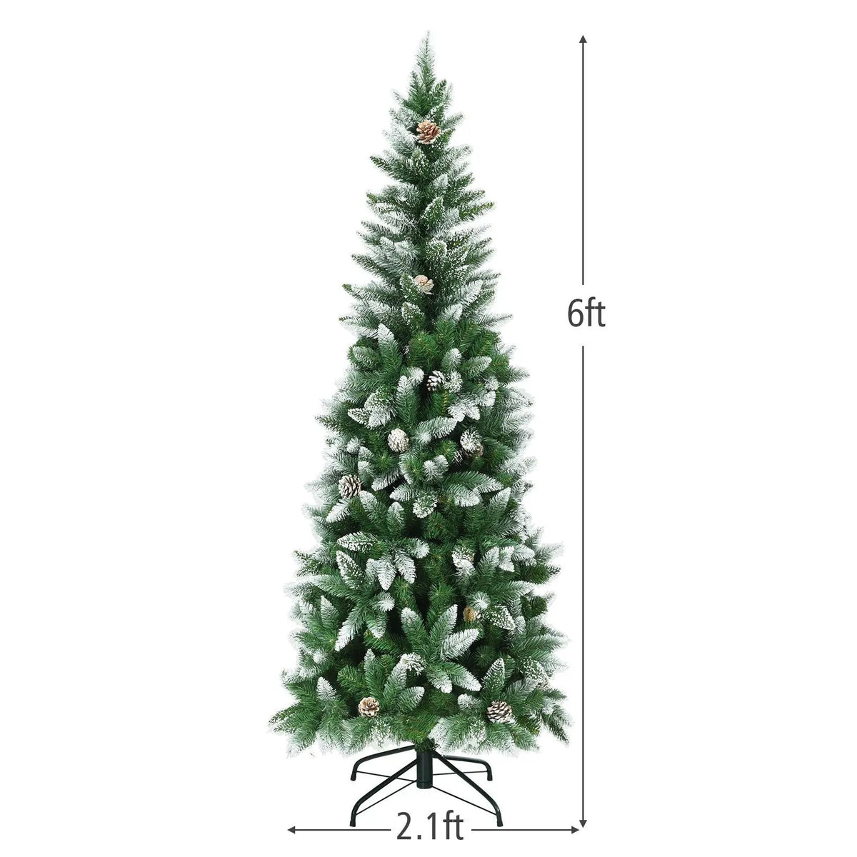 5/6/7.5 Feet Artificial Pencil Christmas Tree with Pine Cones, photo 22 of 24