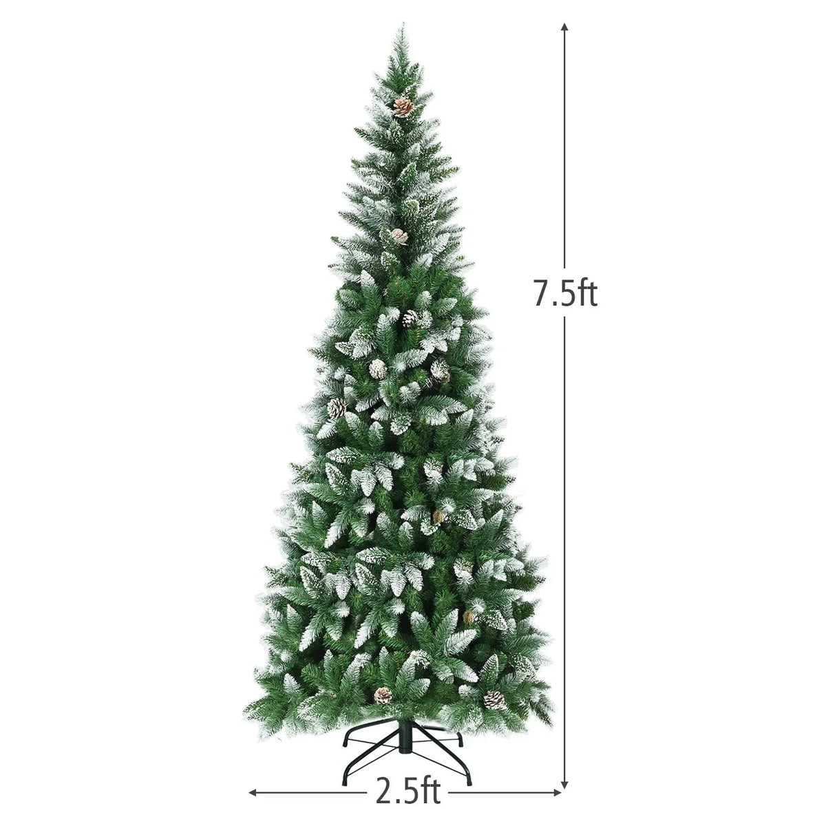 5/6/7.5 Feet Artificial Pencil Christmas Tree with Pine Cones, photo 21 of 24