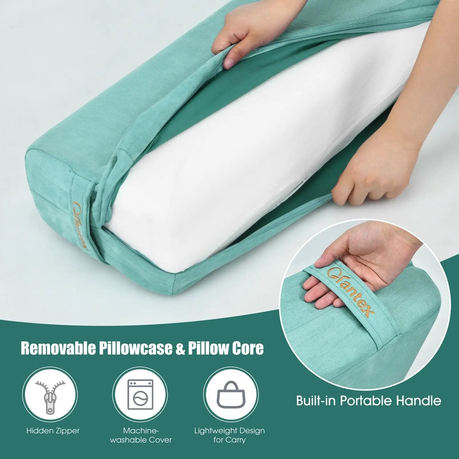 Yoga Bolster Pillow with Washable Cover and Carry Handle by DirectDeals