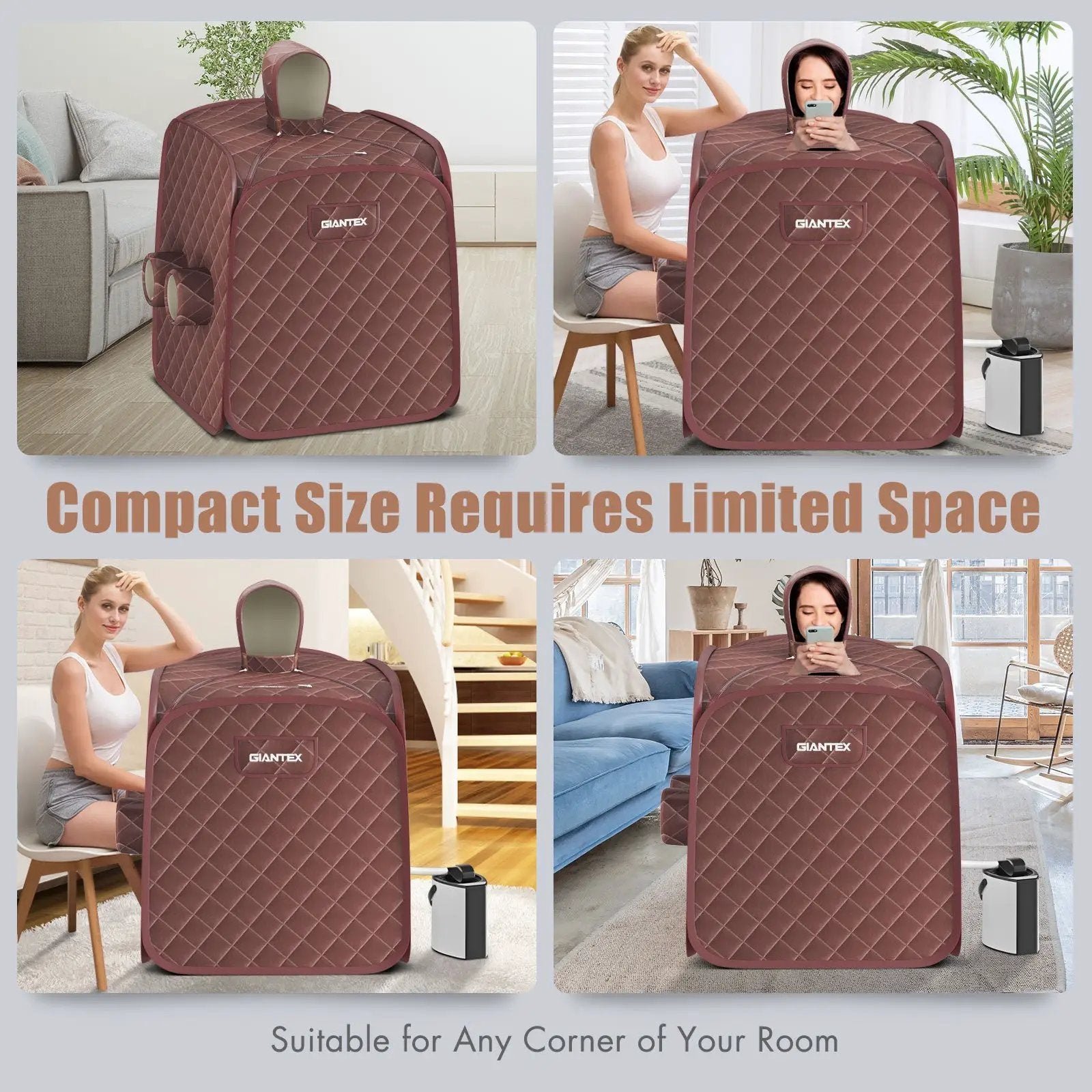 800W 2 Person Portable Steam Sauna Tent SPA with Hat Side Holes 3L Steamer by DirectDeals