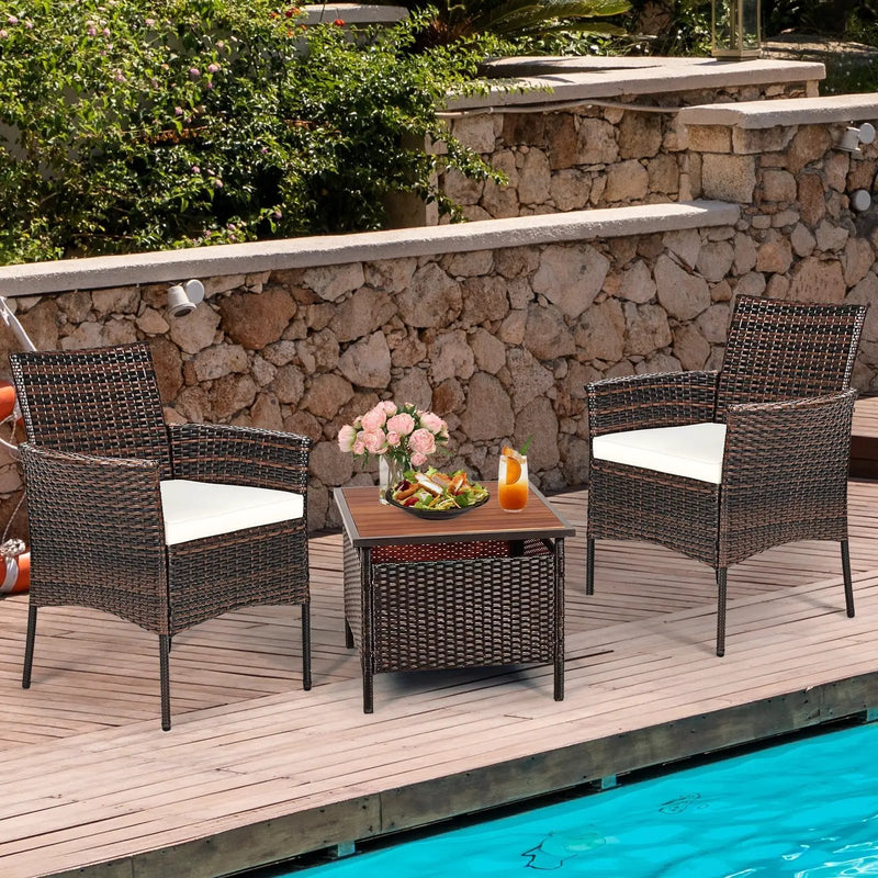 2 Pieces Outdoor PE Rattan Armchairs with Removable Cushions by DirectDeals