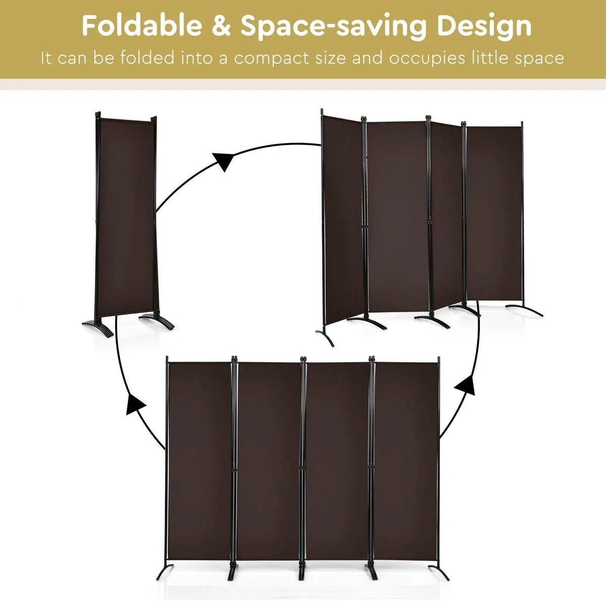 4-Panel Room Divider with Steel Frame, photo 5 of 10