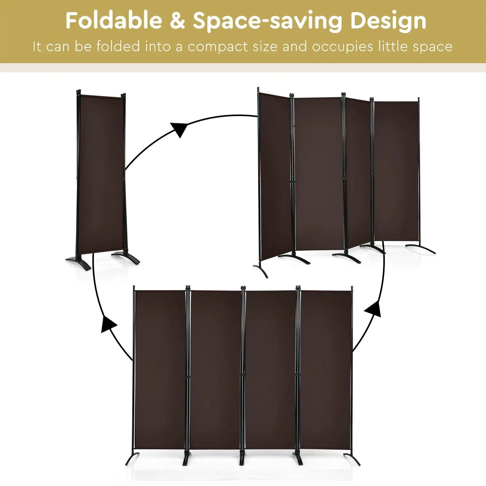 4-Panel Room Divider with Steel Frame by DirectDeals