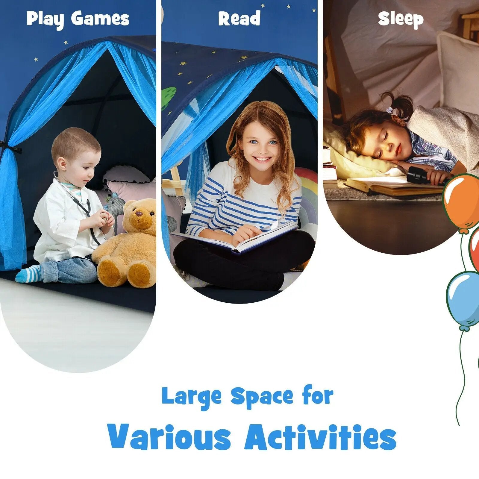 Kids Galaxy Starry Sky Dream Portable Play Tent with Double Net Curtain by DirectDeals