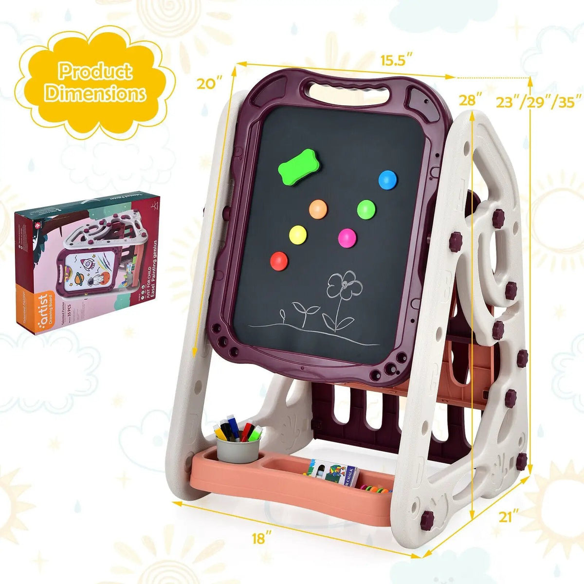 3-in-1 Kids Art Easel Double-Sided Tabletop Easel with Art Accessories, photo 9 of 9