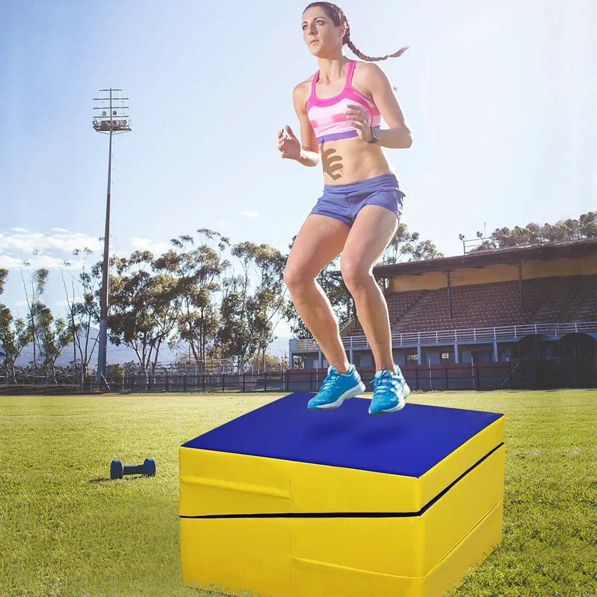 Folding Incline Mat Slope Cheese Gymnastics Gym Exercise Yellow, photo 8 of 32
