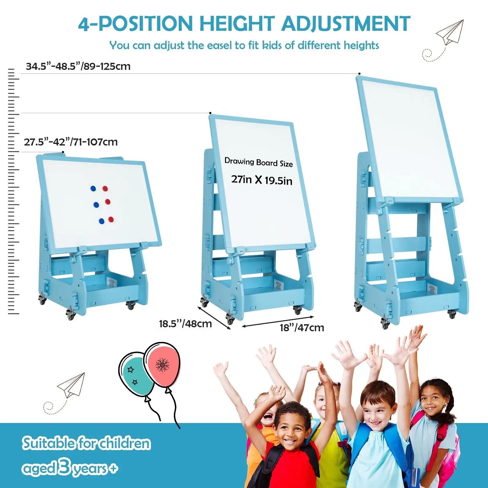 Multifunctional Kids' Standing Art Easel with Dry-Erase Board by DirectDeals