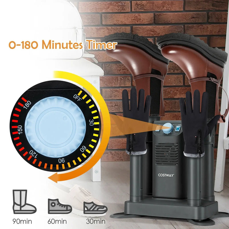 Electric Shoe Boot Dryer 4 Shoes with 180 Mins Timer Ozone Disinfection by DirectDeals
