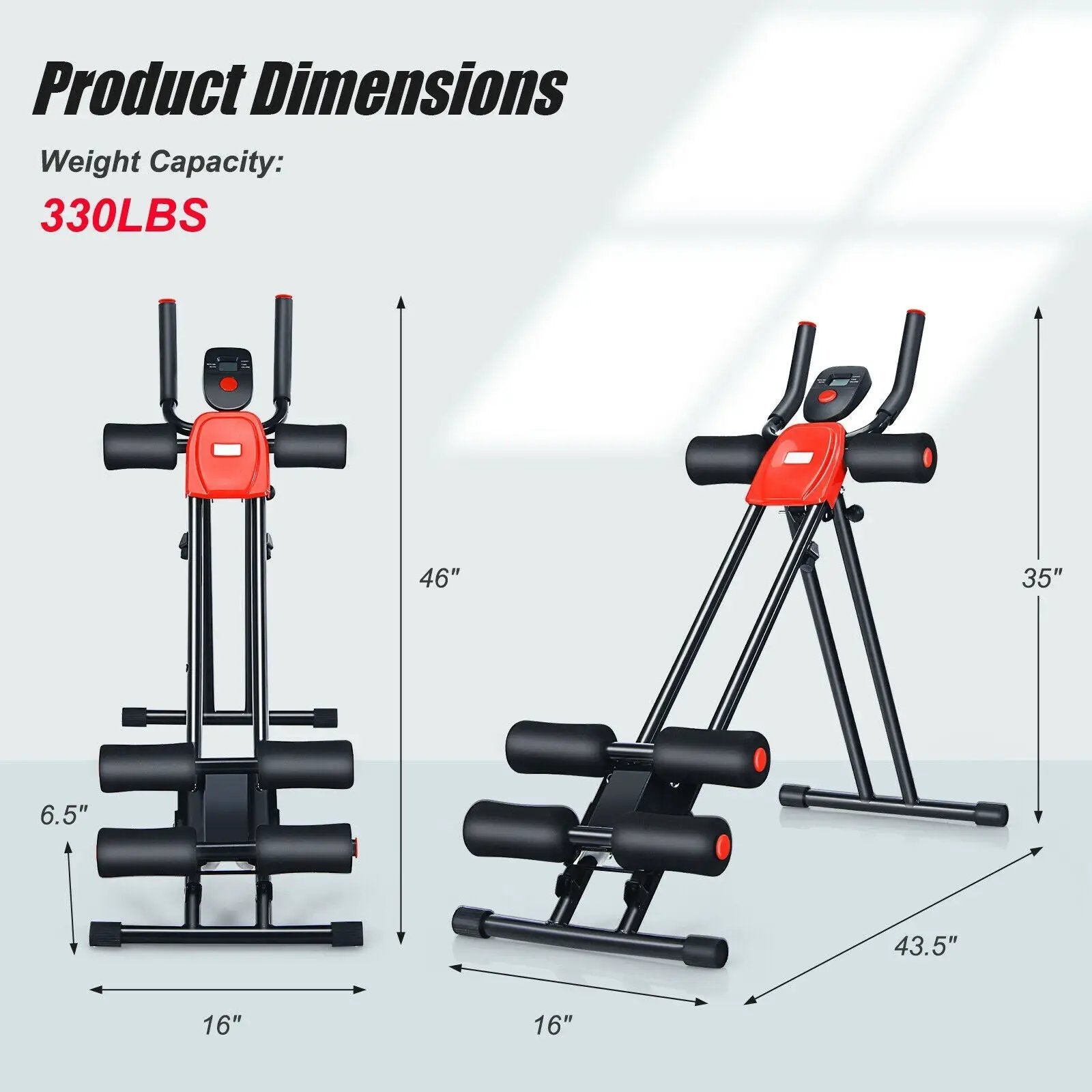 Foldable Adjustable Core Abdominal Trainer with 3 Adjustable Resistance and LCD Display by DirectDeals
