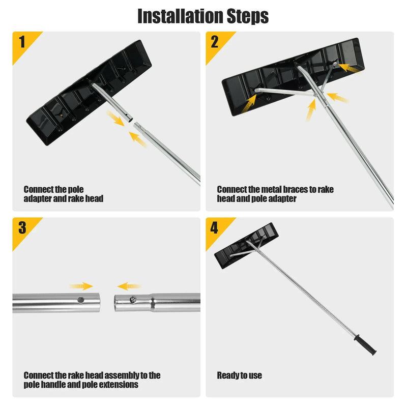 20 Feet Extendable Aluminum Snow Roof Rake with Anti-slip Handle by DirectDeals