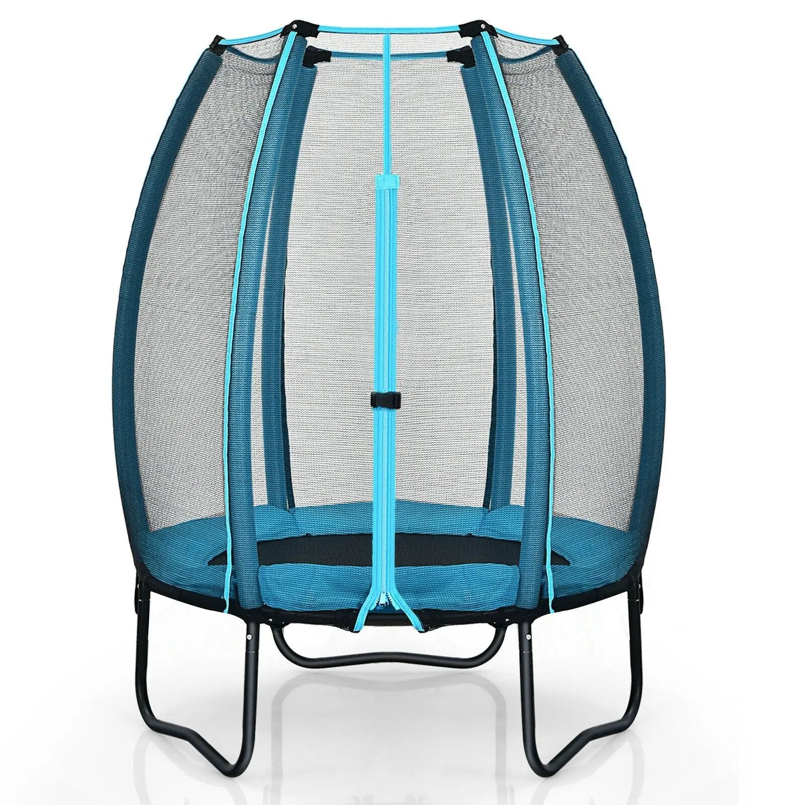 4 Feet Kids Trampoline Recreational Bounce Jumper with Enclosure Net-Blue by DirectDeals