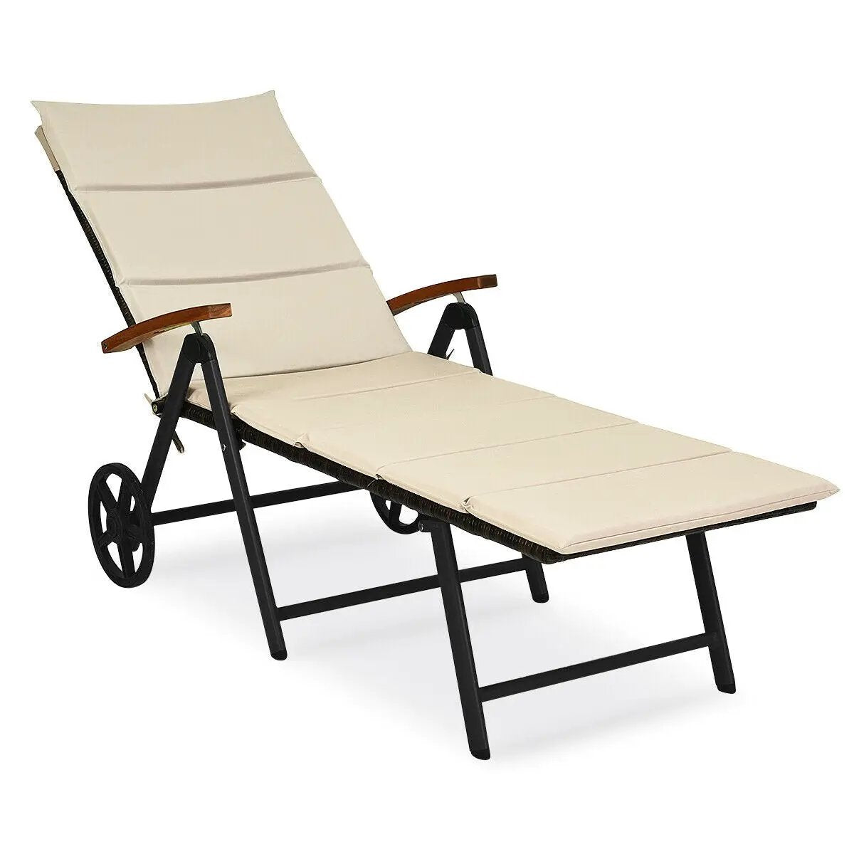 Outdoor Chaise Lounge Chair Rattan Lounger Recliner Chair, photo 9 of 11
