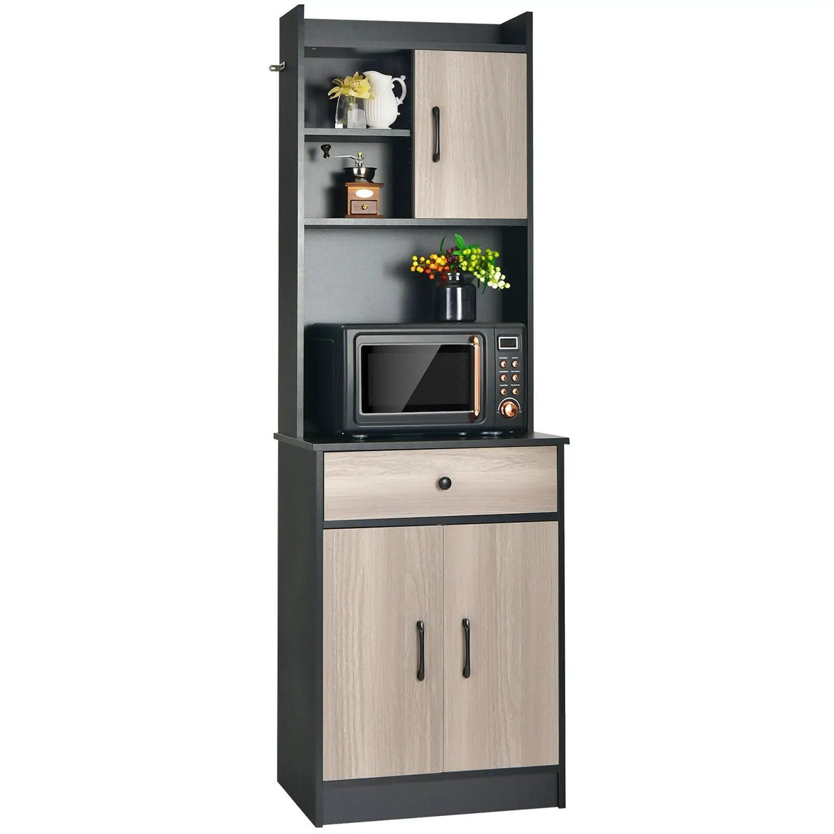 3-Door 71 Inch Kitchen Buffet Pantry Storage Cabinet with Hutch and Adjustable Shelf, photo 13 of 16