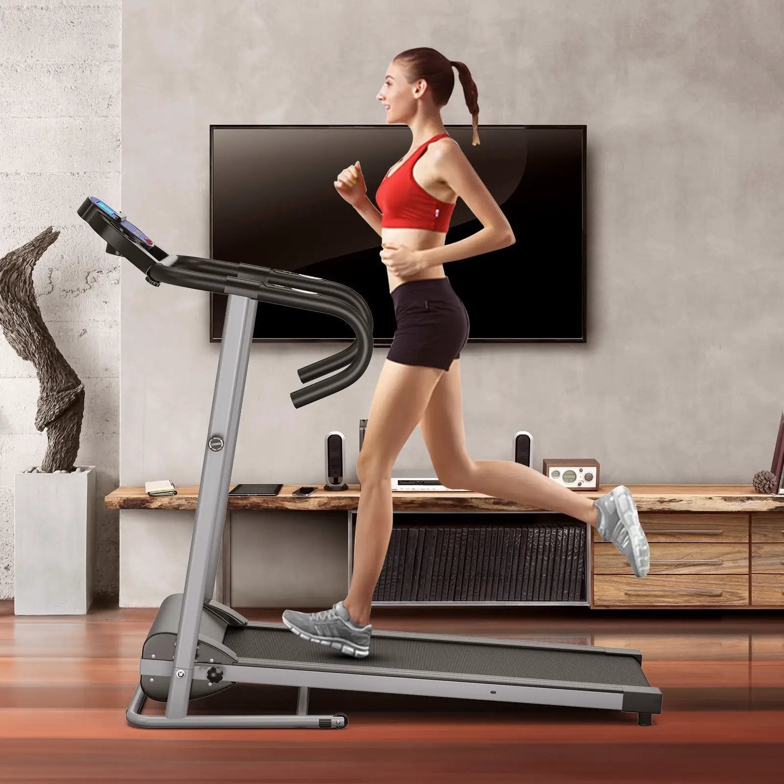 Electric Foldable Treadmill with LCD Display and Heart Rate Sensor by DirectDeals