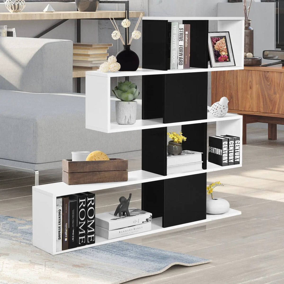 5-Tier Bookshelf Corner Ladder Bookcase with Storage Rack, photo 6 of 9