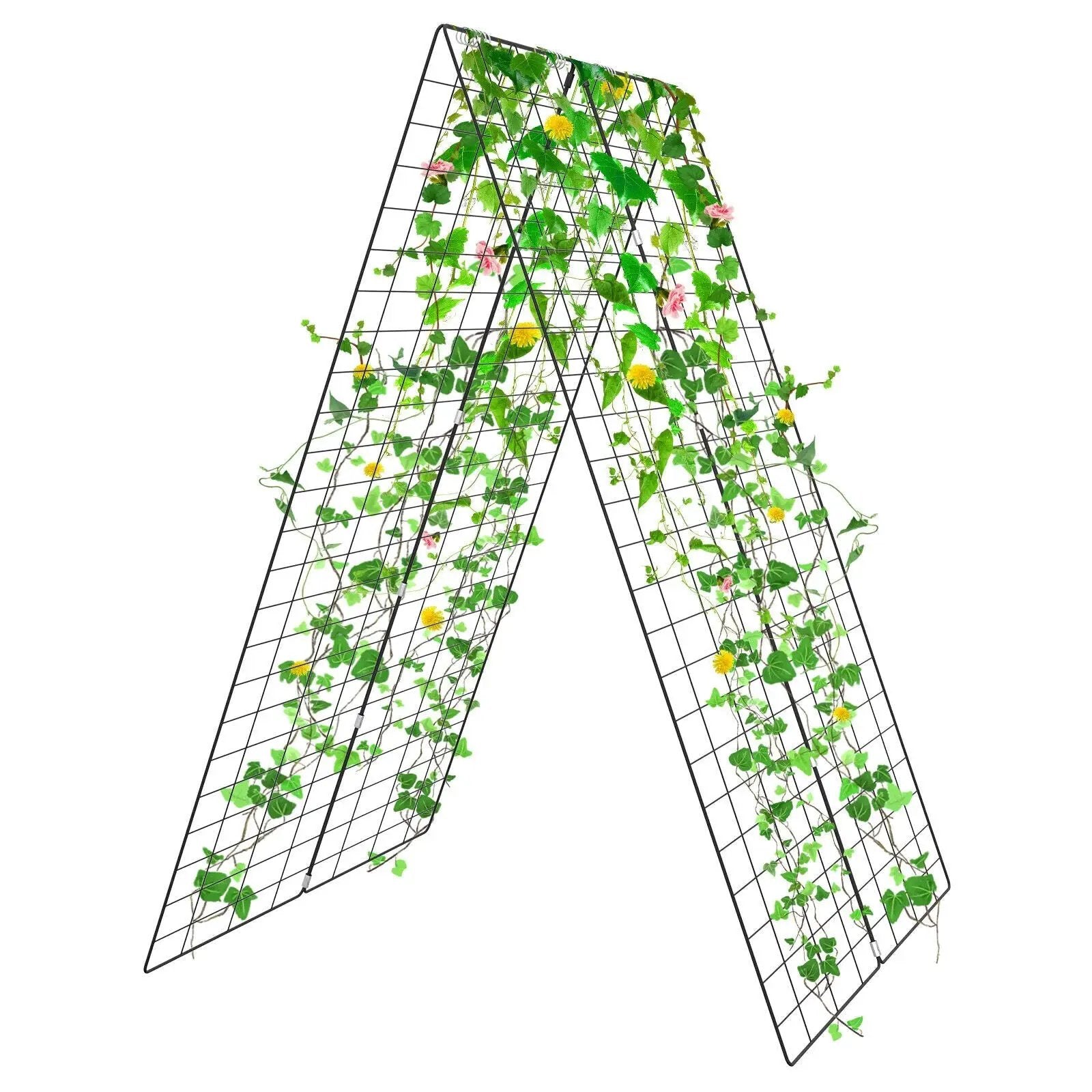 2 Pieces Foldable A-Frame Trellis Plant Supports with Twist Ties-Green by DirectDeals