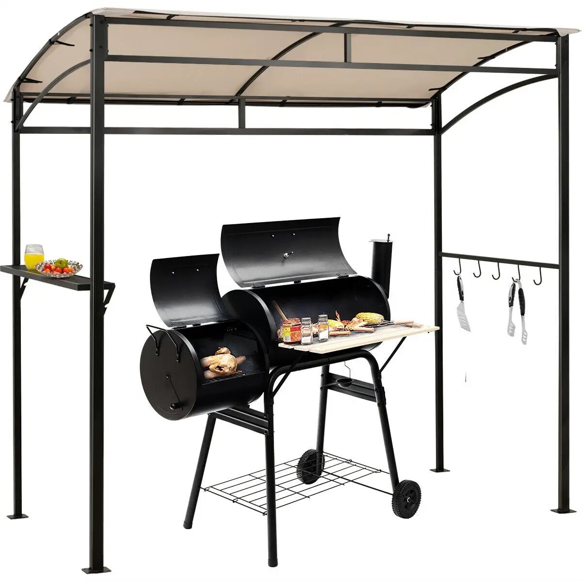 7 x 4.5 Feet Grill Gazebo Outdoor Patio Garden BBQ Canopy Shelter-Brown, photo 4 of 10
