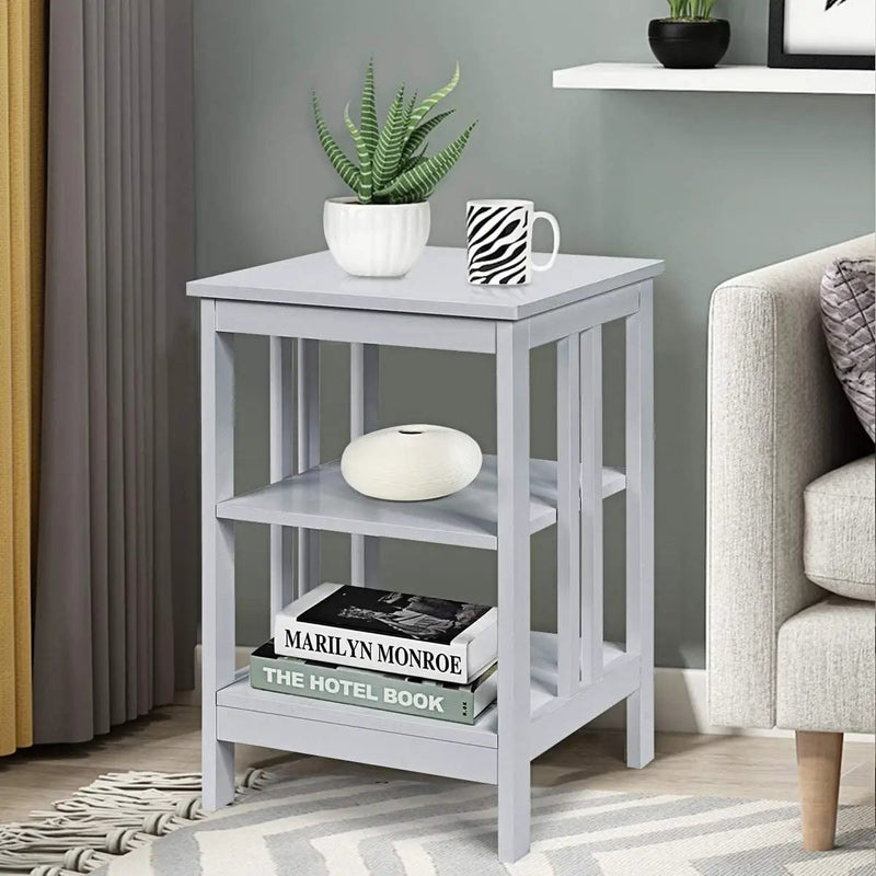 3-Tier X-Design Nightstands with Storage Shelves for Living Room Bedroom by DirectDeals