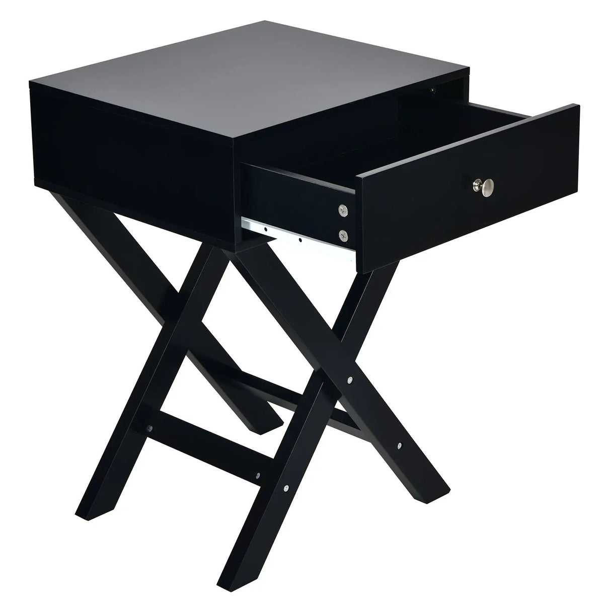 Modern X-Shaped Nightstand with Drawer for Living Room Bedroom, photo 12 of 16