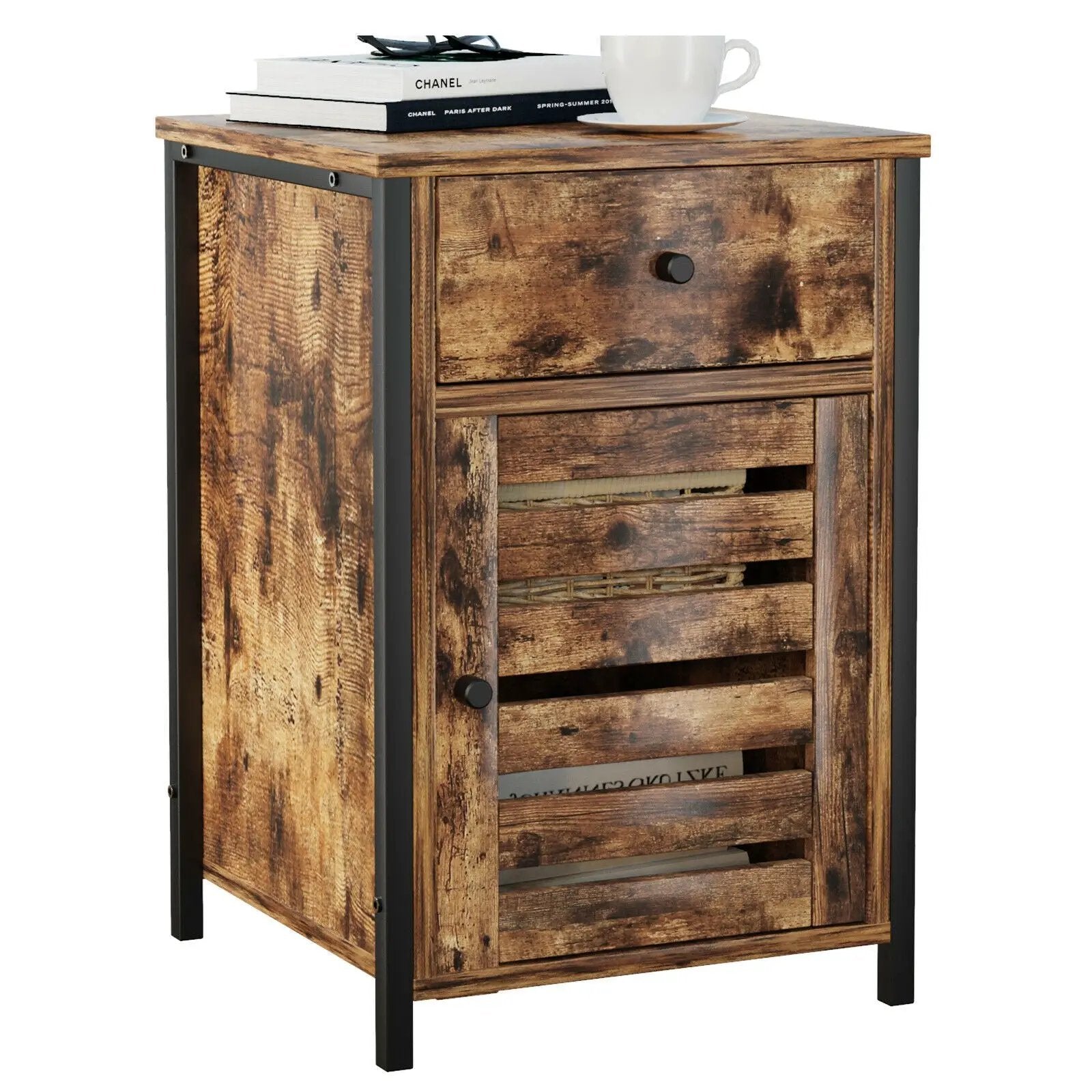 Industrial Nightstand with Drawer and Adjustable Shelf by DirectDeals