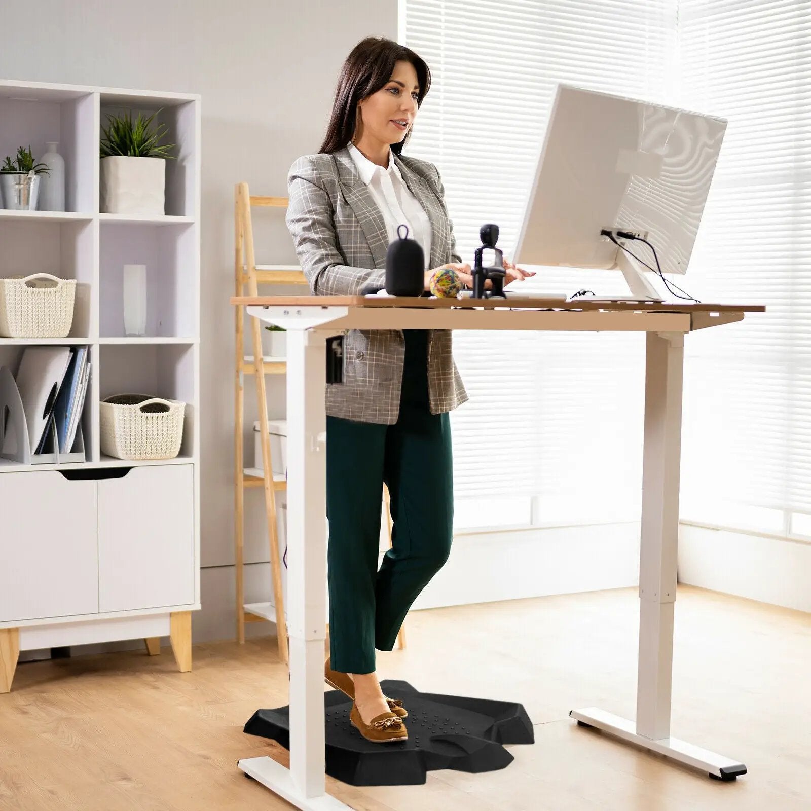 Portable Anti-Fatigue Standing Mat with Massage Points and Diverse Terrain-Black by DirectDeals