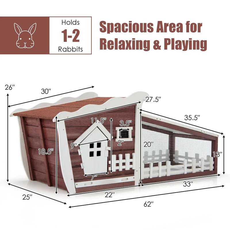 62 Inch Wooden Rabbit Hutch with Pull Out Tray by DirectDeals