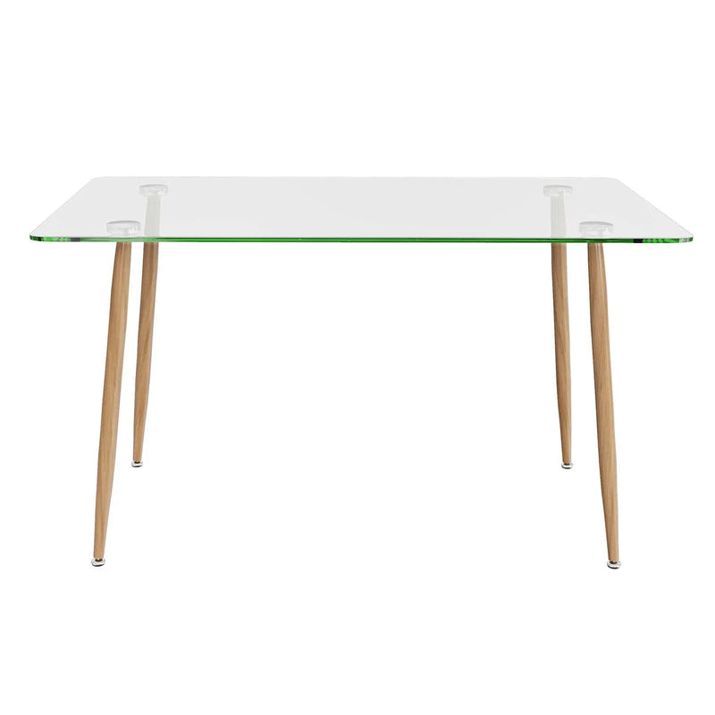 Modern Glass Rectangular Dining Table with Metal Legs by DirectDeals