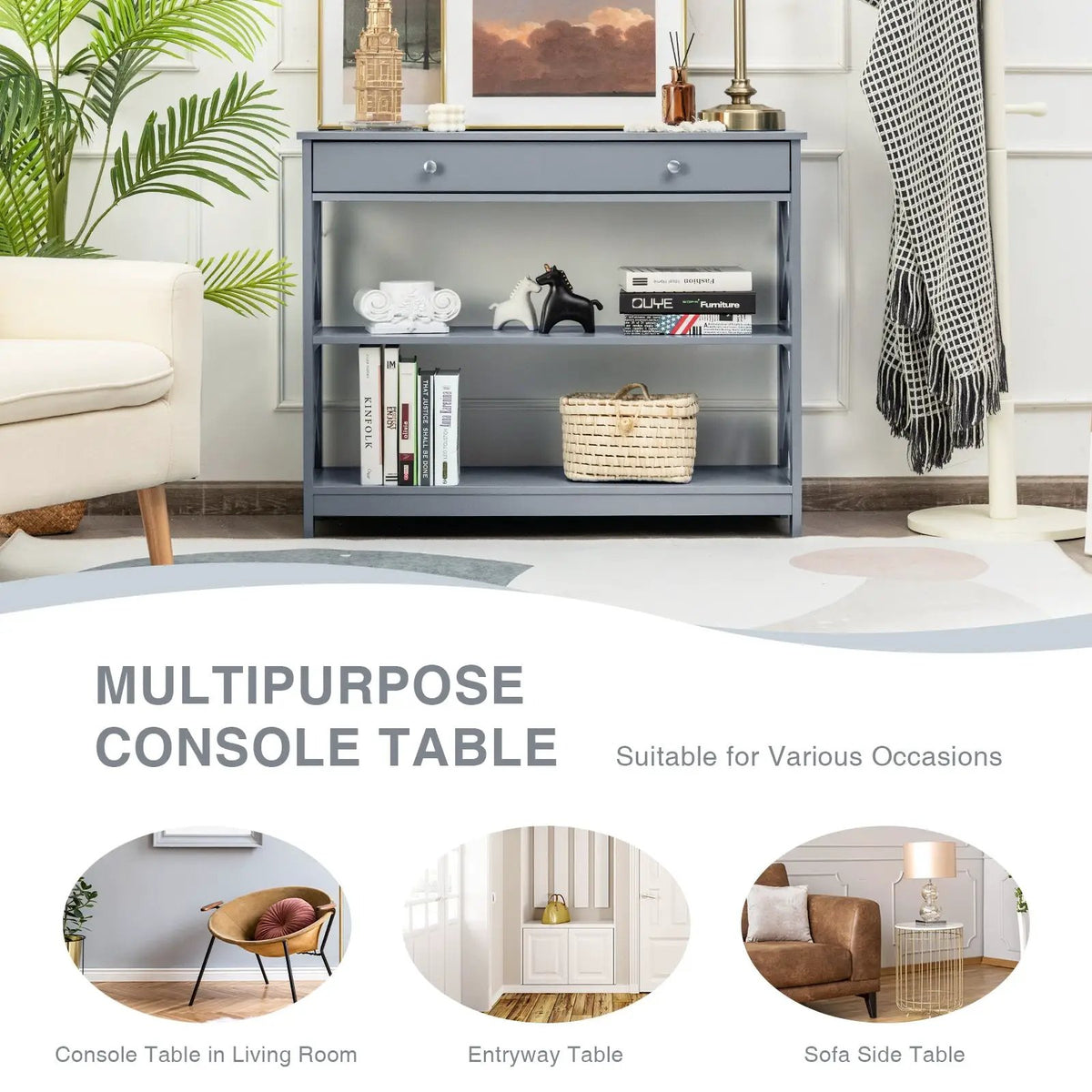 Console Table 3-Tier with Drawer and Storage Shelves, photo 26 of 48
