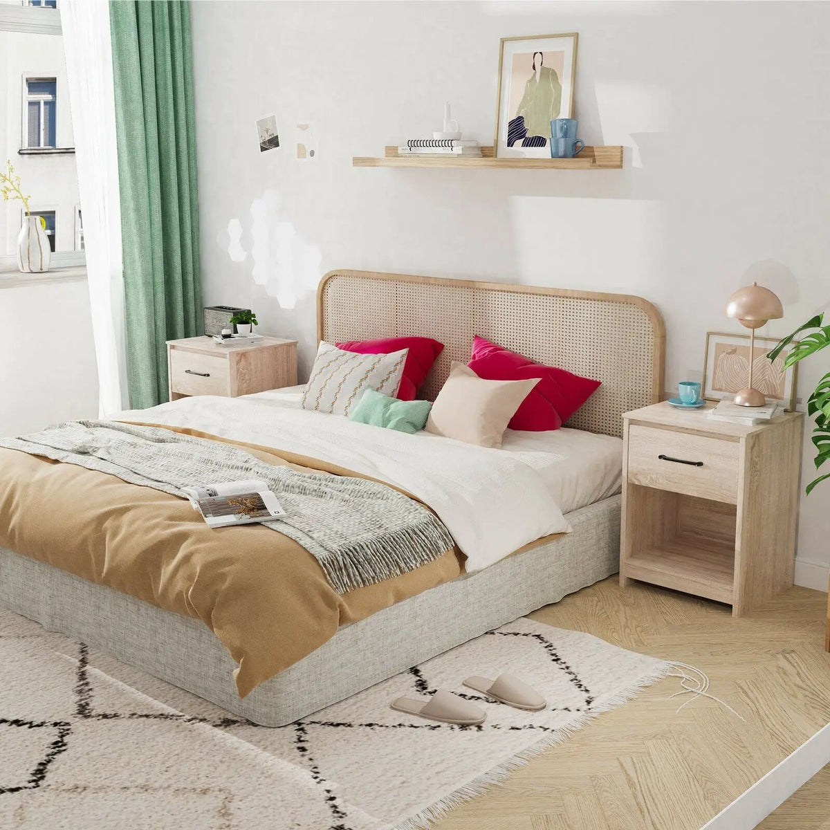 Wooden Nightstand with Drawer and Open Storage Compartment, photo 14 of 24