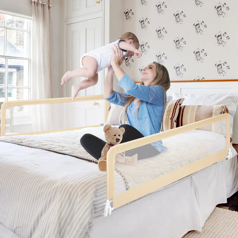 59 Inch Folding Breathable Baby Bed Rail Guard with Safety Strap by DirectDeals
