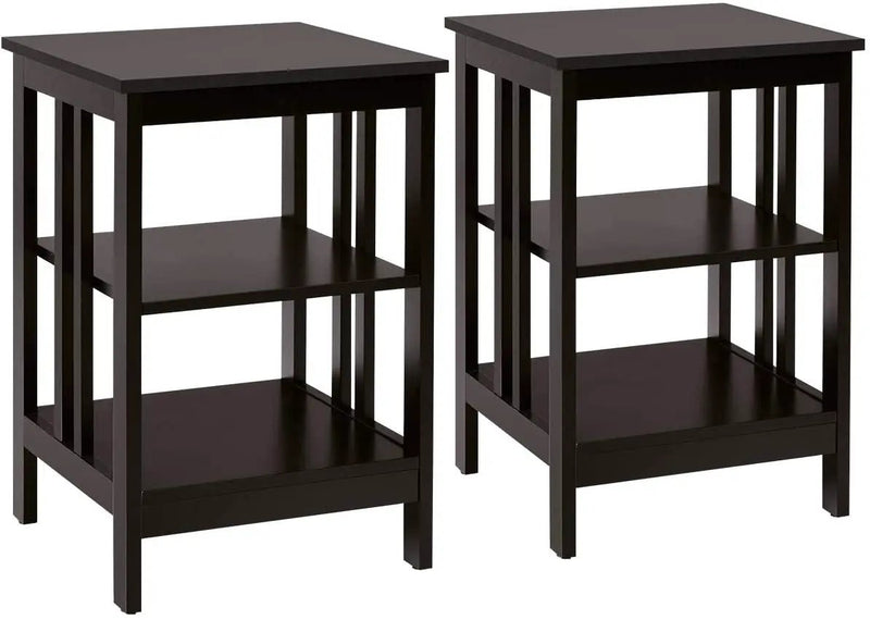 2 Pieces 3-Tier Nightstand with Reinforced Bars and Stable Structure by DirectDeals