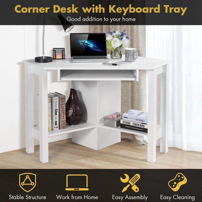 Wooden Study Computer Corner Desk with Drawer by DirectDeals