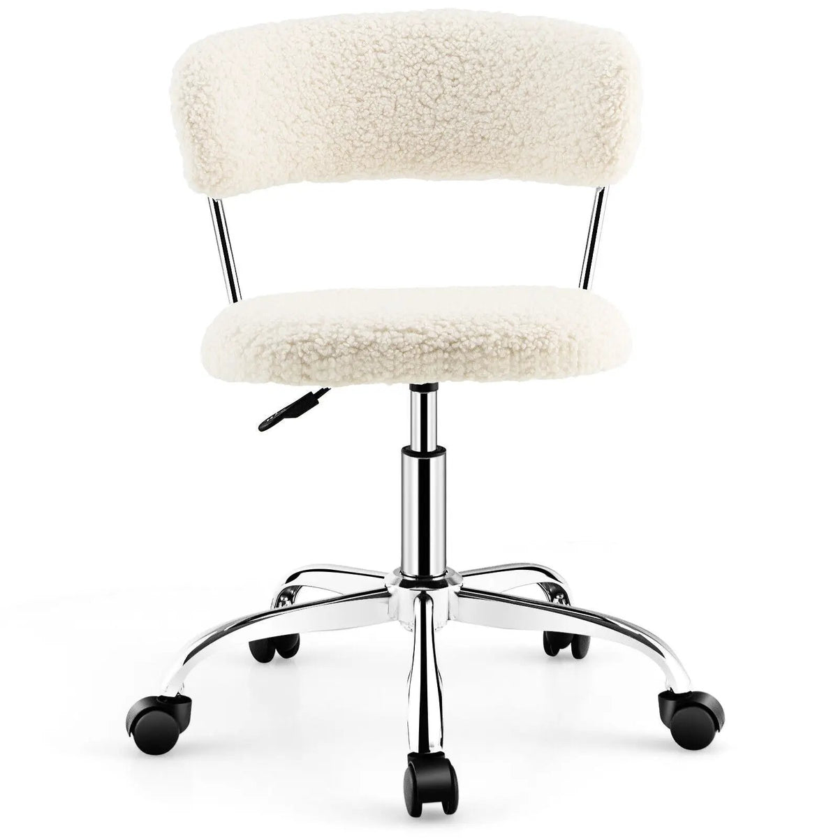 Computer Desk Chair Adjustable Sherpa Office Chair Swivel Vanity Chair, photo 7 of 9