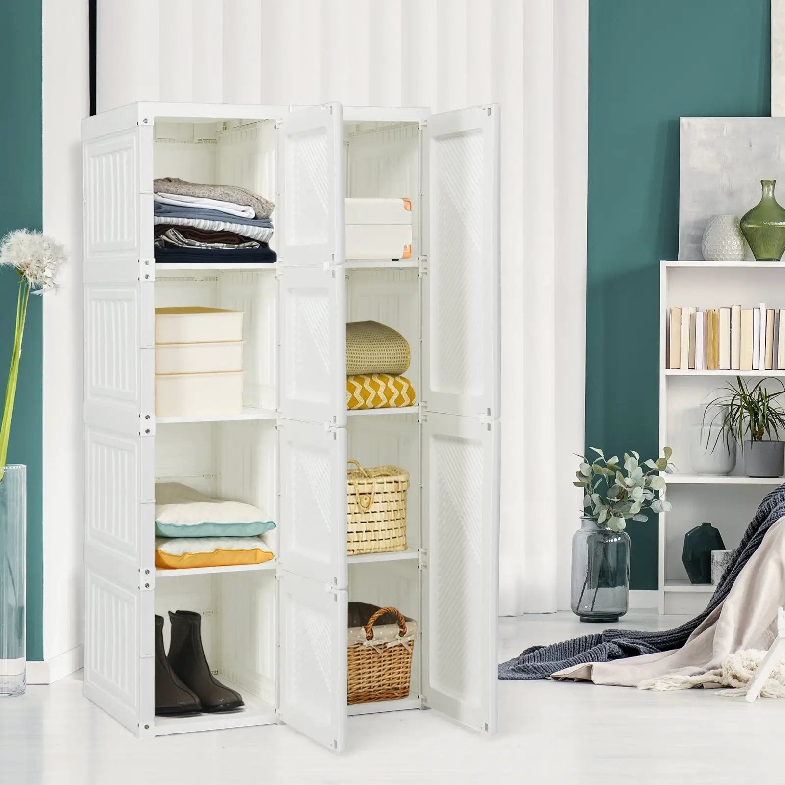 Foldable Armoire Wardrobe Closet with 8 Cubby Storage by DirectDeals