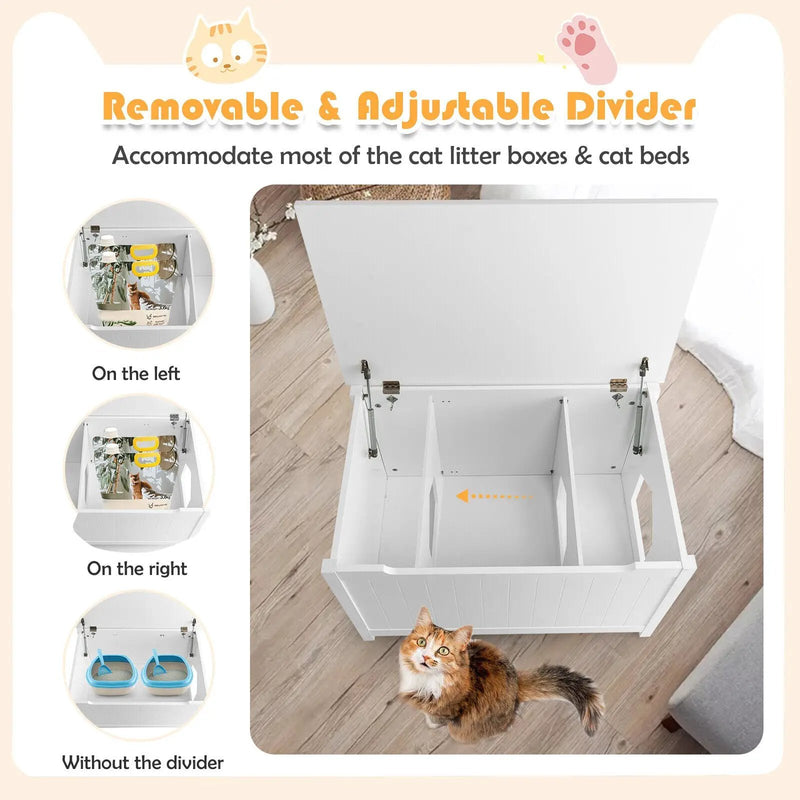 Wooden Cat Litter Box Enclosure with Top Opening Side Table Furniture by DirectDeals