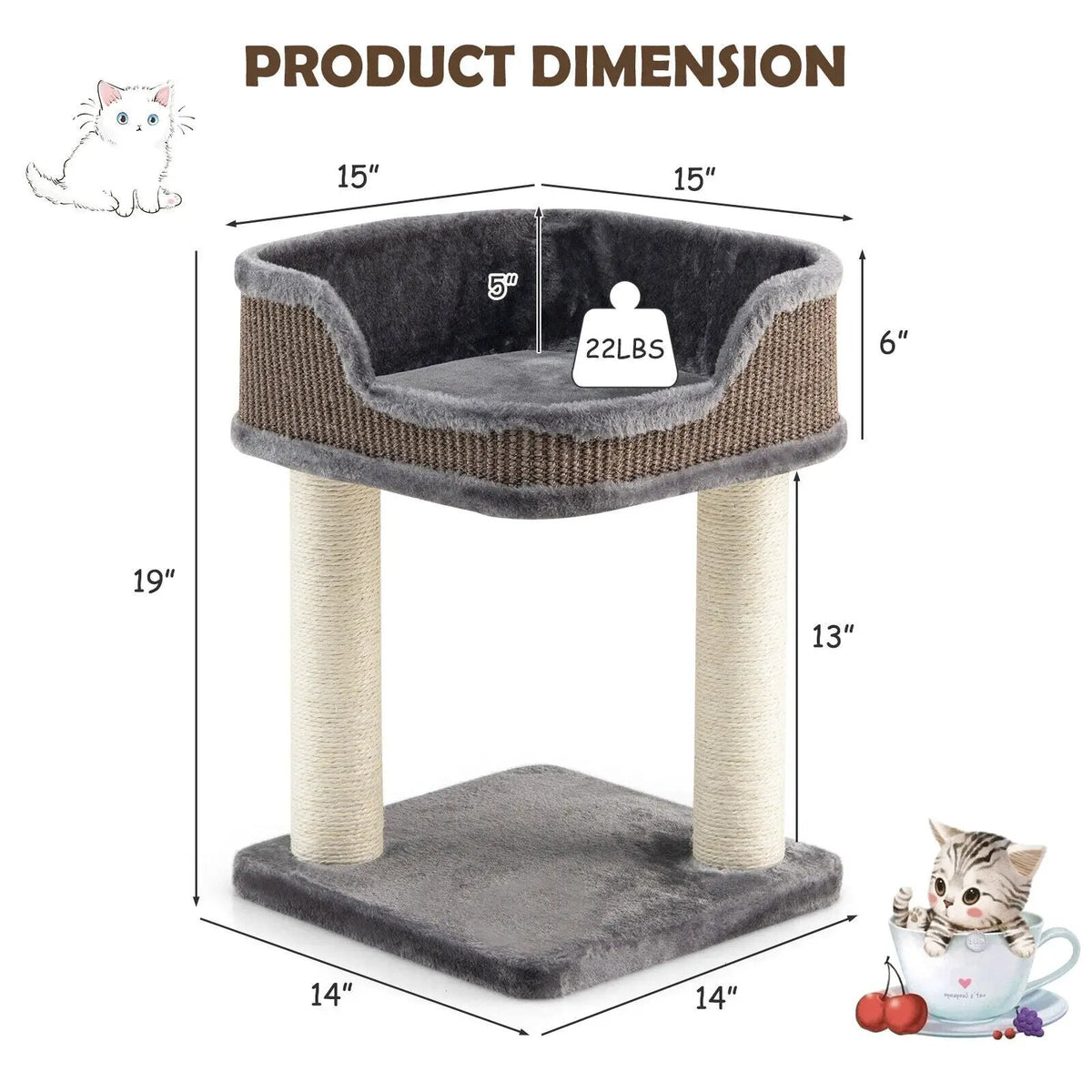 Multi-Level Cat Climbing Tree with Scratching Posts and Large Plush Perch, photo 5 of 9