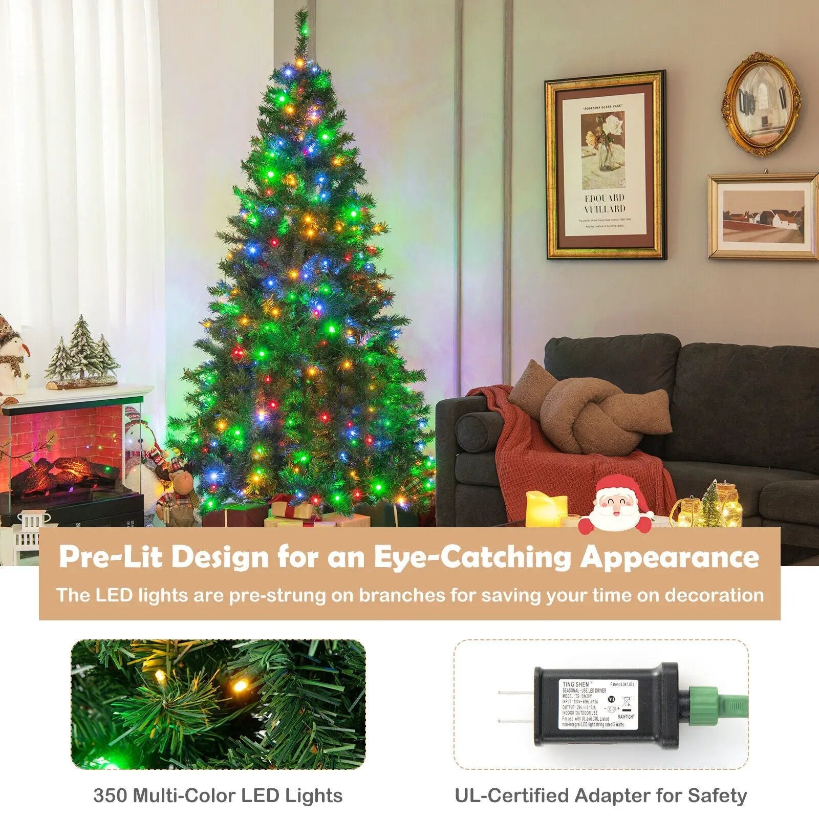 7 Feet Christmas Tree Pre-Lit 3-Minute Quick Shape by DirectDeals