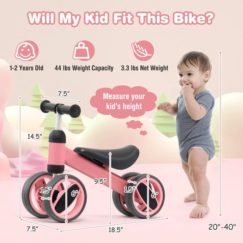 4 Wheels Baby Balance Bike Toy by DirectDeals