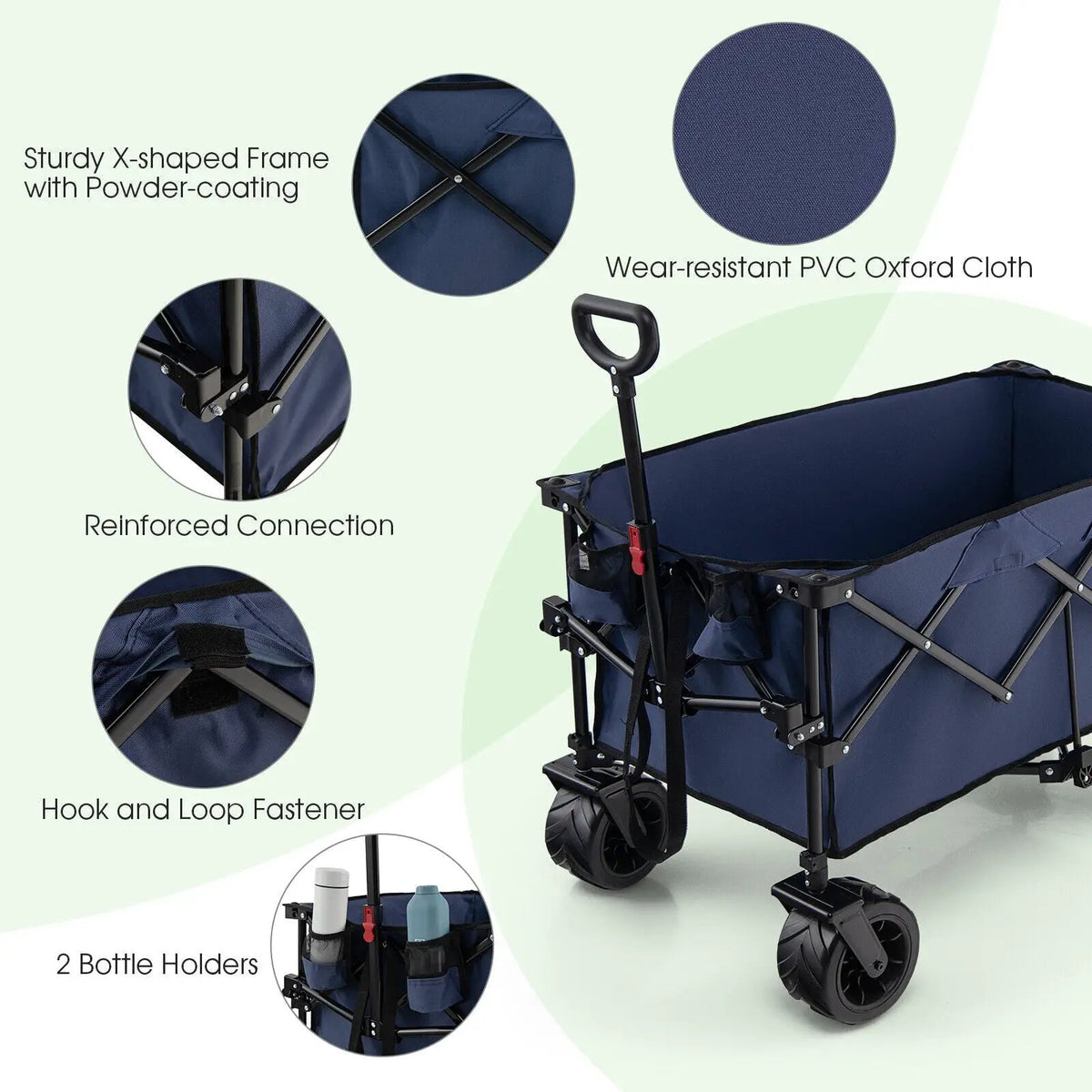 Folding Utility Garden Cart with Wide Wheels and Adjustable Handle, photo 16 of 16