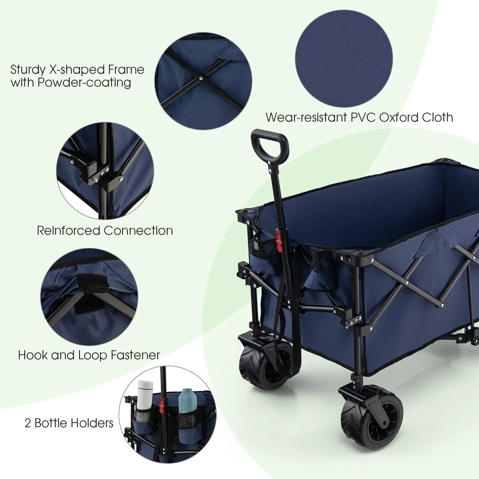 Folding Utility Garden Cart with Wide Wheels and Adjustable Handle by DirectDeals