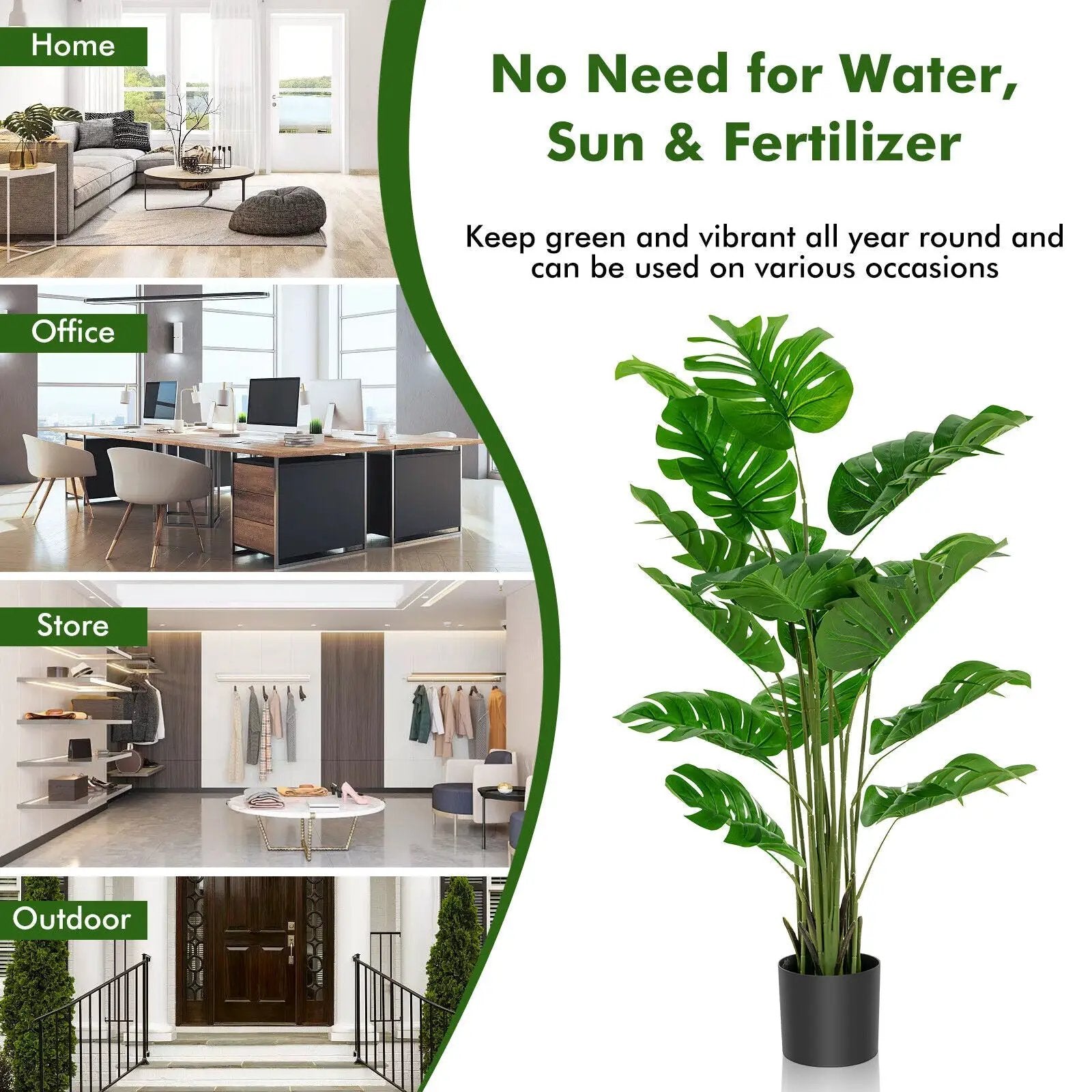 5 Feet Artificial Tree Faux Monstera Deliciosa Plant for Home Indoor and Outdoor by DirectDeals